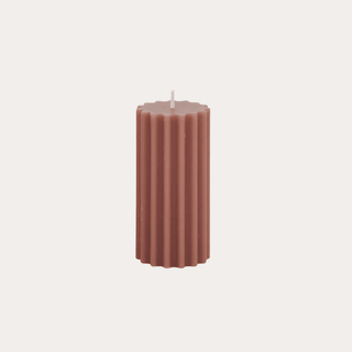 Ribbed Pillar Candle - Pink