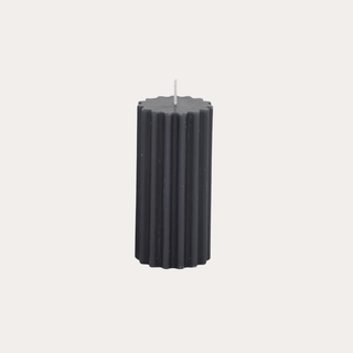 Ribbed Pillar Candle - Grey
