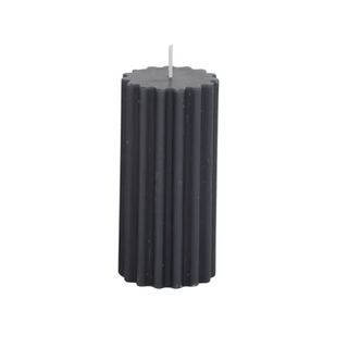 Ribbed Pillar Candle - Grey
