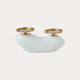 Marble & Brass Sculptural Candle Holder