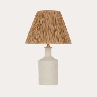 Winnie Ceramic & Raffia Table Lamp - White/Natural