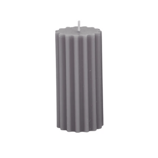 Ribbed Pillar Candle - Light Grey