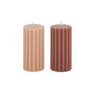 Ribbed Pillar Candle - Pink